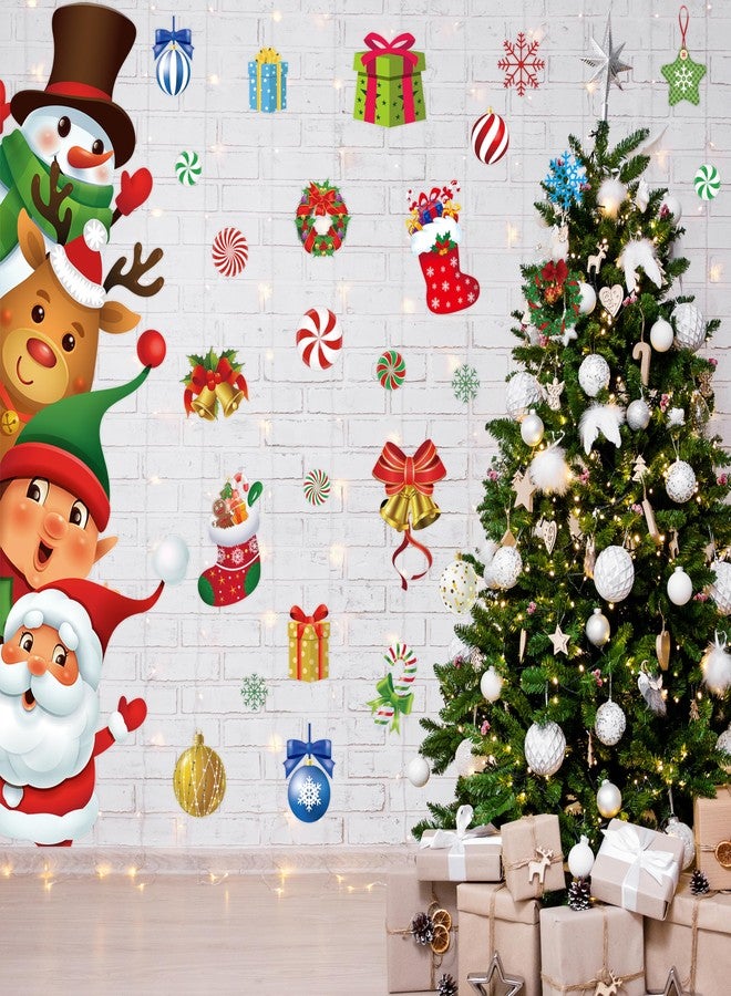 Fayoo Christmas Door Stickers Decor 44.88 x 13.8 Inch Snowman Elk Elf Santa Decals Large Wall Stickers for Winter Holiday Window Classroom Decorations - Image 5