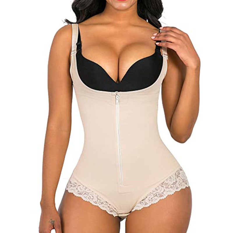 New One-Piece Corset, Tummy-Tightening Butt-Lifting Bodysuit, Body-Shaping Underwear, One-Piece Triangle Zipper Shapewear - Image 1