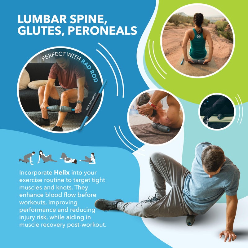 RAD Helix â€“ Compact High-Density Exercise Foam Roller â€“ Deep Tissue Myofascial Release for Back, Quads, Hamstrings & More â€“ Muscle Recovery Tool for Stretching & Mobility - Image 3