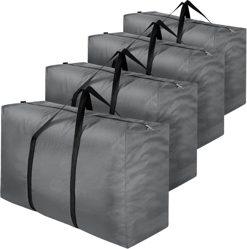 4 Pack 110L Large Clothes Storage Bag, Oxford Fabric Strong Storage Moving Bags with Zips, Under Bed Storage Box with Lid for Duvet, Blankets, Laundry - Image 1