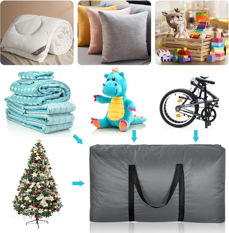 4 Pack 110L Large Clothes Storage Bag, Oxford Fabric Strong Storage Moving Bags with Zips, Under Bed Storage Box with Lid for Duvet, Blankets, Laundry - Image 5