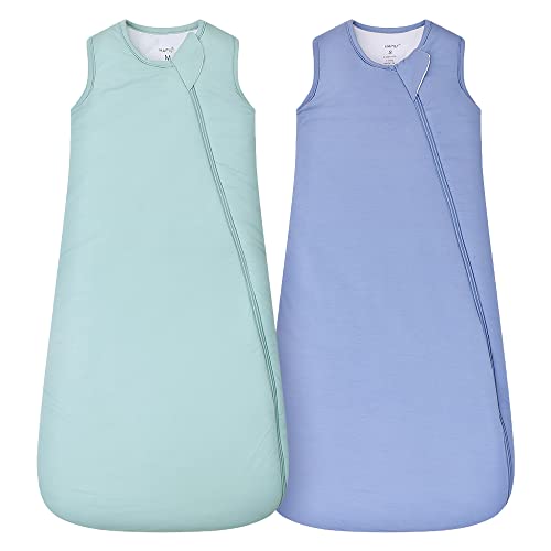 HAPIU Unisex Rayon Made from Bamboo Baby Sleep Sack TOG 1.0, 2-Way Zipper YKK, Wearable Blanket Baby,6-18 Months,Sage&Blue - Image 1