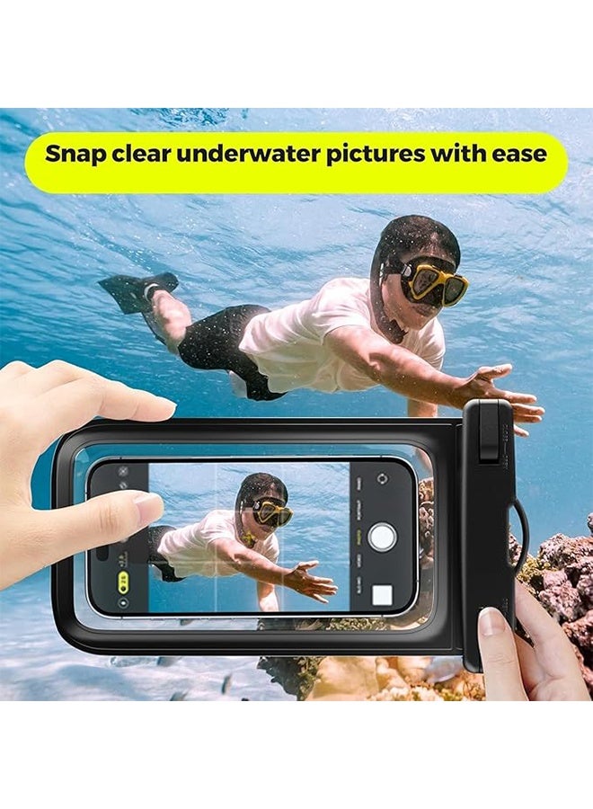 2 Pack Universal Waterproof Phone Pouch, IPX8 Certified Waterproof Phone Lanyard Dry Bag Pouch, Touchscreen Functionality, 19.5*11cm - Black - Image 3