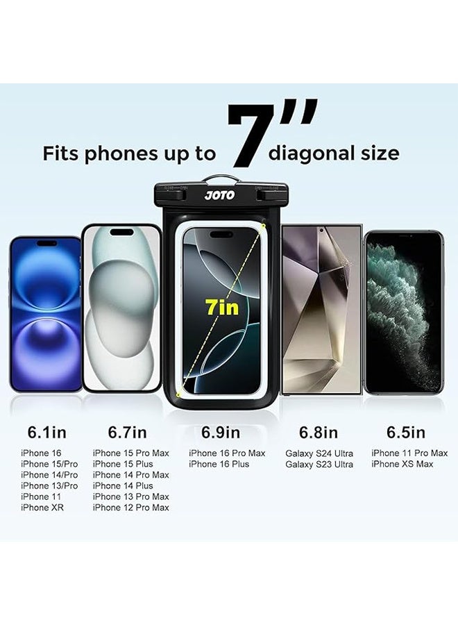 2 Pack Universal Waterproof Phone Pouch, IPX8 Certified Waterproof Phone Lanyard Dry Bag Pouch, Touchscreen Functionality, 19.5*11cm - Black - Image 4