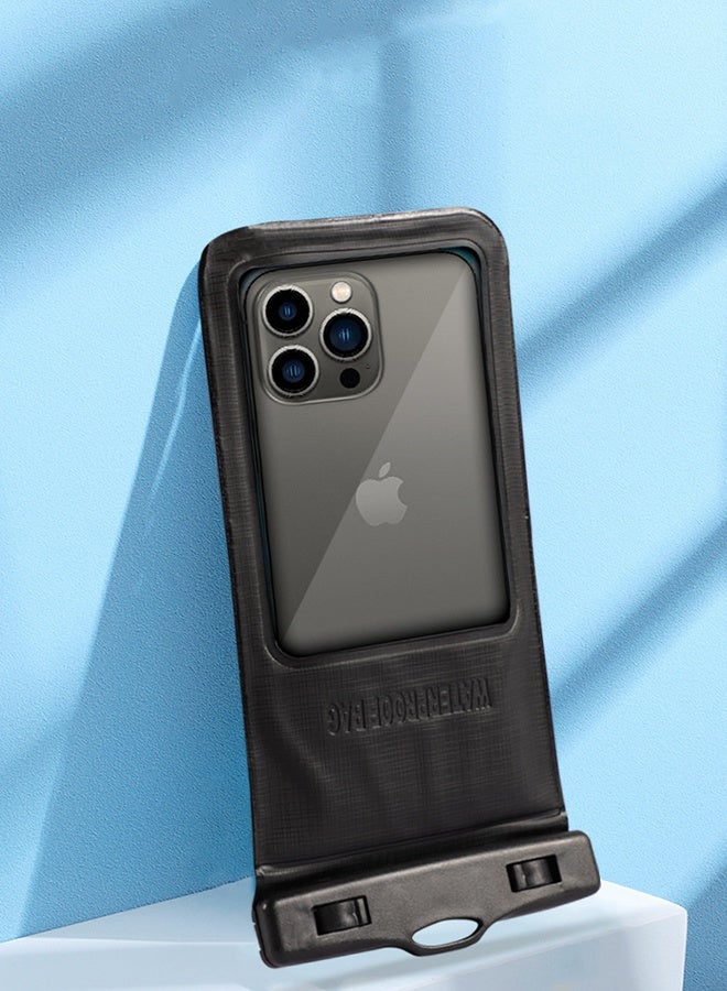 2 Pack Universal Waterproof Phone Pouch, IPX8 Certified Waterproof Phone Lanyard Dry Bag Pouch, Touchscreen Functionality, 19.5*11cm - Black - Image 2