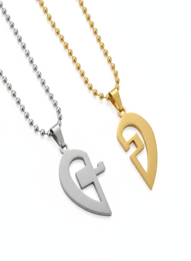 The Men Gift Couple’s Broken-Heart Pendant Necklace Set, Heart-Shaped Necklaces Engraved “LOVE YOU ARE” BLSCup202525 - Image 1