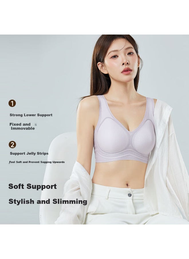Yangxin Two-piece Set, Summer Seamless Push-up Bra, Wireless, Sports, Small Chest, Side Support, Beautiful Back, Underwear - Image 3