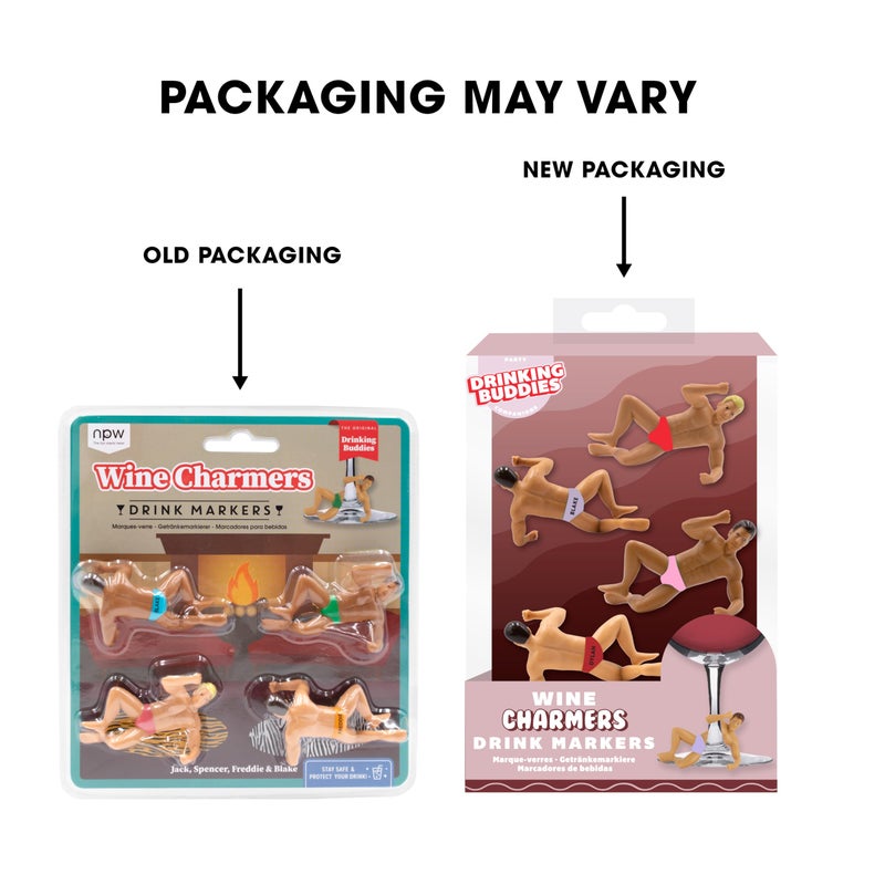 NPW Drink Charmers Drink Markers, Original Drinking Buddies & Drink Glass Charms for Parties - Bachelorette, Girls' Nights, Family Get Together & More, Novelty Gifts (4 Count) - Image 3