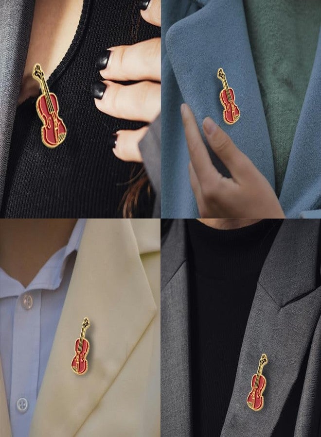 Yreamont Violin Lapel Pin for Musician Husband Dad Uncle Violin Brooch Pin for Suit Light Brown Hat Pin for Men Decorative Violin Tie Clip for Musician Accessories for Concert Music Lapel Pin for Men Violinist - Image 4