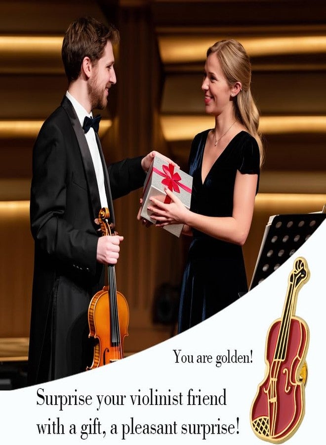 Yreamont Violin Lapel Pin for Musician Husband Dad Uncle Violin Brooch Pin for Suit Light Brown Hat Pin for Men Decorative Violin Tie Clip for Musician Accessories for Concert Music Lapel Pin for Men Violinist - Image 3
