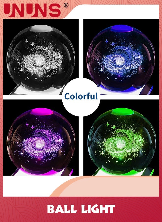 UNUNS 3D Elk Crystal Ball Night Light,Carved Glass Ball Lamps With LED Colorful Lighting Touch Base,Night Light Elk Model Decor Lamps,Gifts For Boys Girls Birthday Home Decor - Image 2