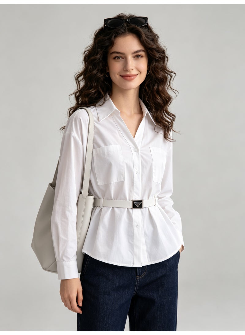 زارا ZARA ladies white waist V-neck shirt - Image 5