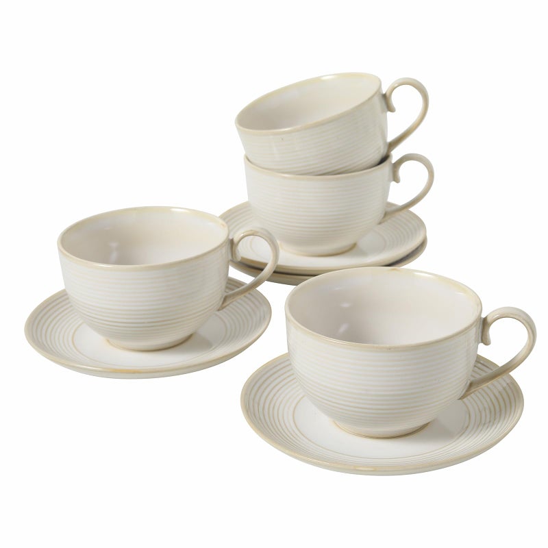 Feenmai 12Oz Coffee Cups with Saucers, Ceramic Espresso Cup Set of 4, Cappuccino Cups Set, Tea Mugs and Saucer, Microwave Dishwasher Safe Drinkware for Home, Cafe, Housewarming Gifts - Image 1