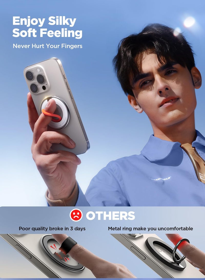 SYOSI حامل هاتف مغناطيسي متين من السيليكون مع حامل حلقي للهاتف متوافق مع الشحن اللاسلكي لهاتف iPhone 15 14 13 12 Pro Max Plus وجميع الهواتف الذكية الأخرى - Image 2