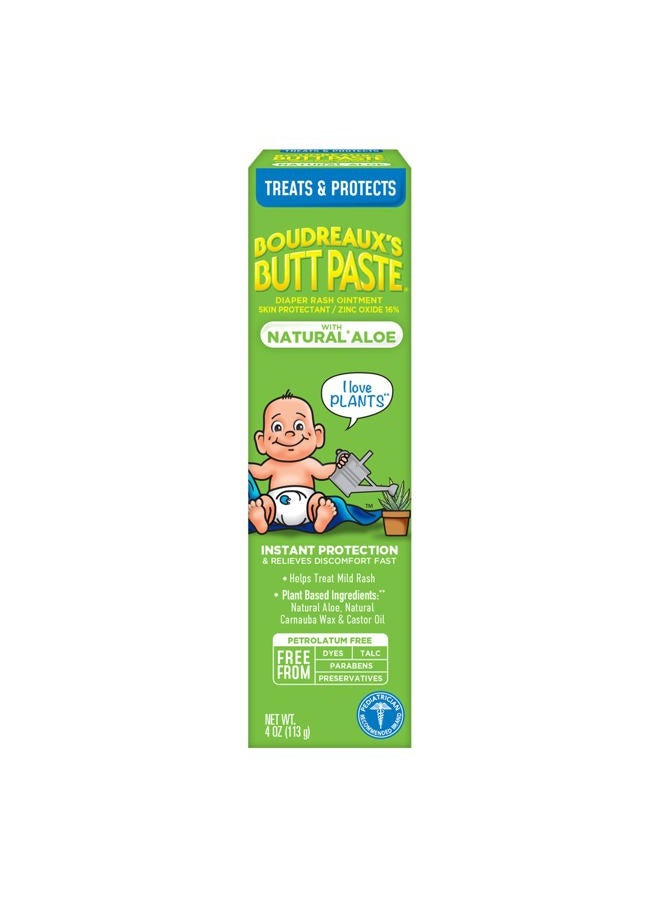 Boudreaux's Butt Paste with Natural* Aloe Diaper Rash Cream, Ointment for Baby, 4 oz Tube  - Image 1