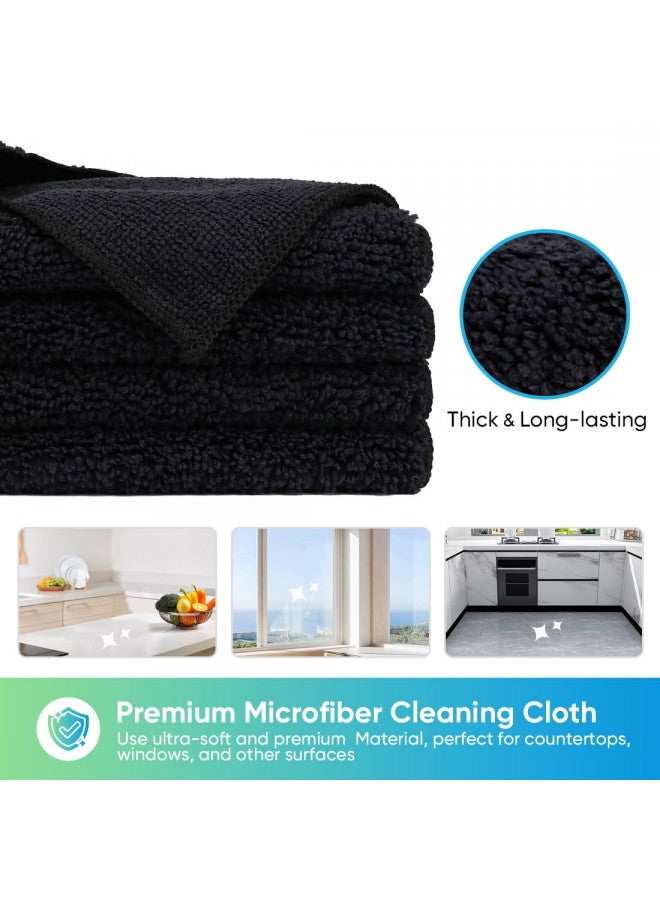 HOMEXCEL Microfiber Cleaning Cloth Black, 12 Pack Premium Microfiber Towels for Cars, Lint Free, Scratch-Free, Highly Absorbent, Reusable Cleaning Rags for Car, Household, Kitchen, 11.5"X11.5" - Image 3