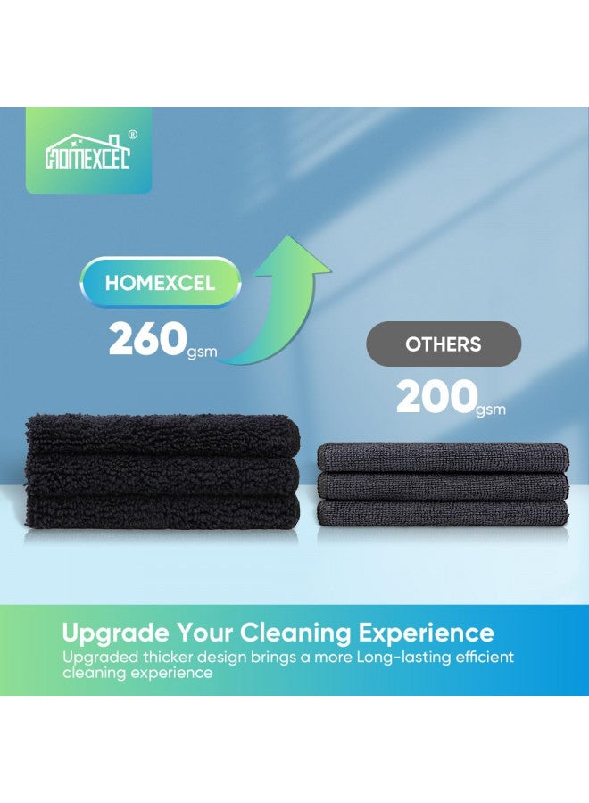 HOMEXCEL Microfiber Cleaning Cloth Black, 12 Pack Premium Microfiber Towels for Cars, Lint Free, Scratch-Free, Highly Absorbent, Reusable Cleaning Rags for Car, Household, Kitchen, 11.5"X11.5" - Image 5