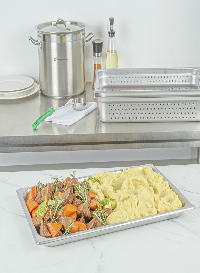 ريستورنت وير صينية فندقية مثقبة من ريستورانت وير، قطعة واحدة، كاملة الحجم، مضادة للانحشار، عمق 1.2 بوصة، قابلة للتجميد، مصنوعة من الفولاذ المقاوم للصدأ عيار 24، غطاء صينية البخار يُباع منفصلاً، للاستخدام في المطابخ التجارية وفعاليات تقديم الطعام - Image 3