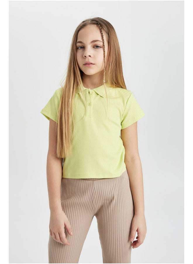 DeFacto - Girl Slim Fit Polo Neck Knitted Short Sleeve Polo T-Shirt - Image 1
