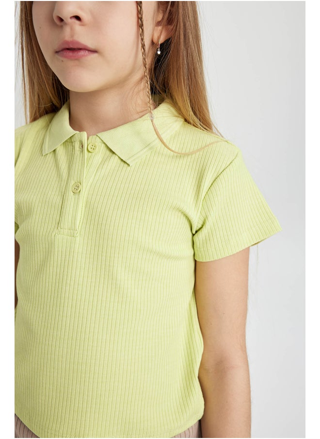 DeFacto - Girl Slim Fit Polo Neck Knitted Short Sleeve Polo T-Shirt - Image 1