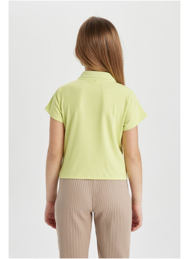 DeFacto - Girl Slim Fit Polo Neck Knitted Short Sleeve Polo T-Shirt - Image 1