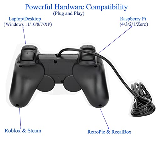 Baigeda USB Wired Game Controller for Windows PC/Raspberry Pi Remote Controller Gamepad Gaming Joystick Dual Vibration Joypad for Laptop Desktop Computer(Windows 11/10/8/7) & Steam/Roblox/RetroPie/RecalBox - Image 2