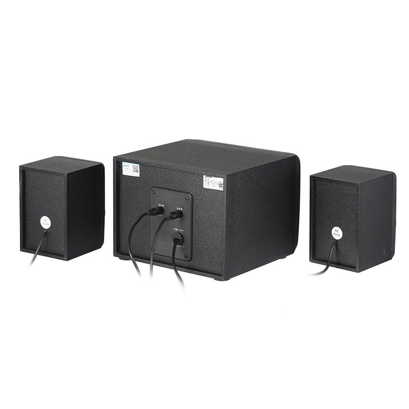 Black D-208 3 in 1 Subwoofer Speaker Set With LED Light for Home, 3.5mm Wired, Super Bass - Image 5