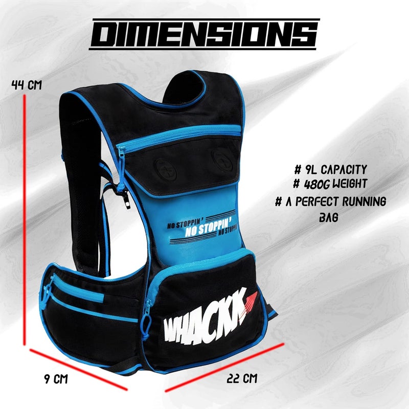 WHACKK Whizz Running Bag |Unisex Camping & Hiking | Hydration Pouch Compartment w. Connecting Water ducts Pockets |Exercise & Fitness|Motorcycle Trekking Outdoor (Blue Black, Medium) - Image 2
