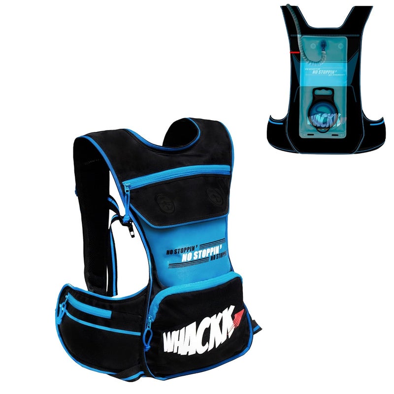 WHACKK Whizz Running Bag |Unisex Camping & Hiking | Hydration Pouch Compartment w. Connecting Water ducts Pockets |Exercise & Fitness|Motorcycle Trekking Outdoor (Blue Black, Medium) - Image 1