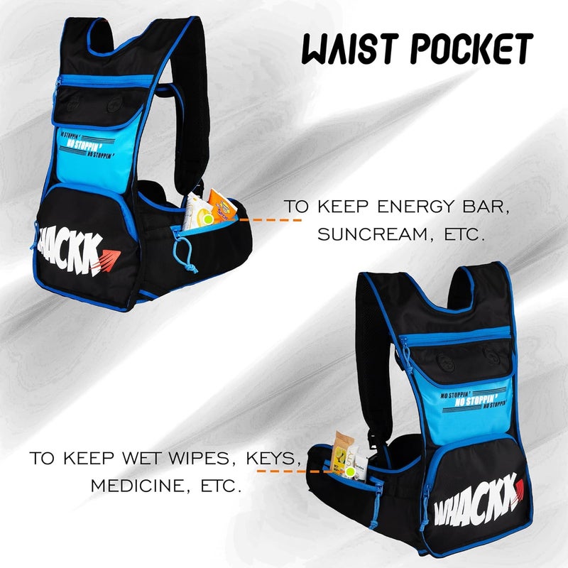 WHACKK Whizz Running Bag |Unisex Camping & Hiking | Hydration Pouch Compartment w. Connecting Water ducts Pockets |Exercise & Fitness|Motorcycle Trekking Outdoor (Blue Black, Medium) - Image 3