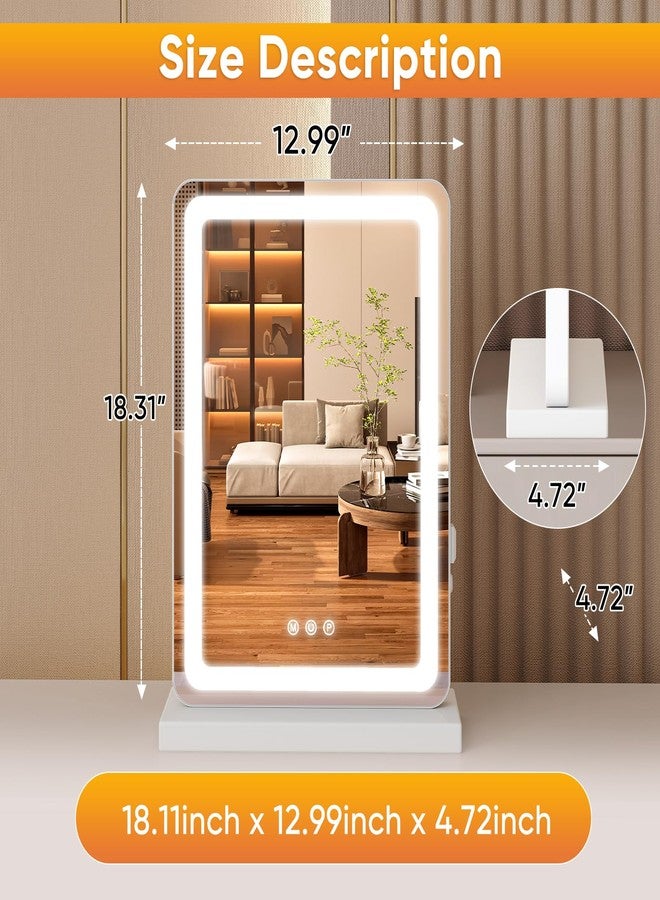 DUMOS 17"x13" LED Vanity Mirror with Lights, Dimmable 3 Color Modes Makeup Mirror with Memory Function, USB Charging, Aluminum Frame, Lighted Mirror for Desk or Bedroom - Image 3