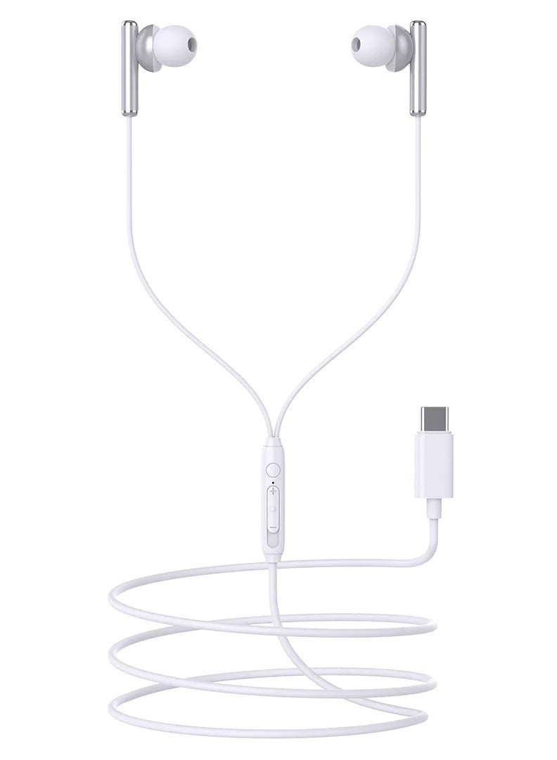 باوا سماعات Chords داخل الأذن مع موصل Type-C / خفيفة الوزن / تصميم مميز / طول الكابل 120 سم / التحكم في مستوى الصوت / ميكروفون / اتصال - أبيض - Image 1