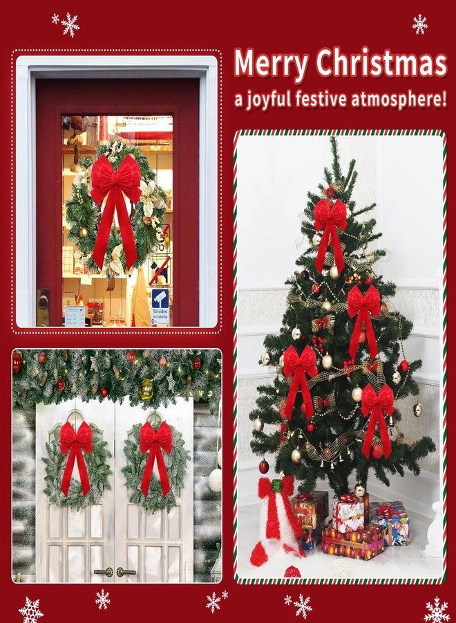 Buart Red Velvet Christmas Bow 19" Long 10" Wide,4 Pcs Holiday Christmas Bows - Image 4