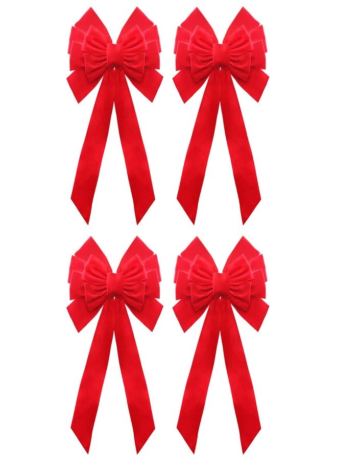 Buart Red Velvet Christmas Bow 19" Long 10" Wide,4 Pcs Holiday Christmas Bows - Image 1