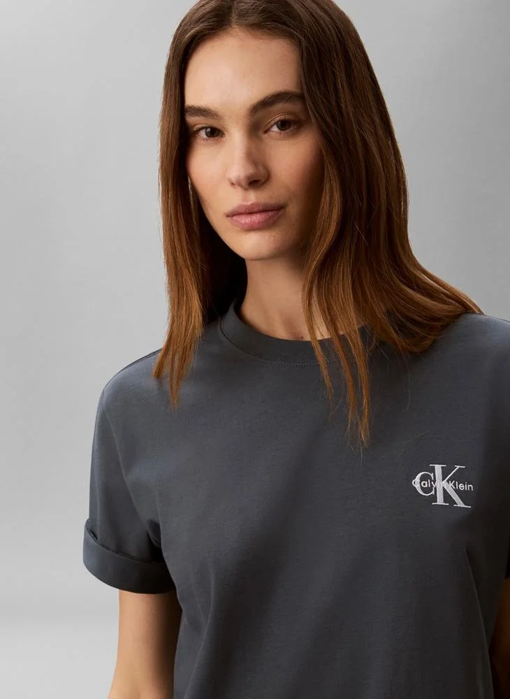 Calvin Klein Jeans  Boxy Monologo Crew Neck T-Shirt for Women | Best Price UAE