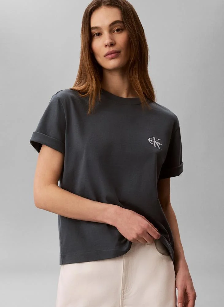 Calvin Klein Jeans  Boxy Monologo Crew Neck T-Shirt for Women | Best Price UAE