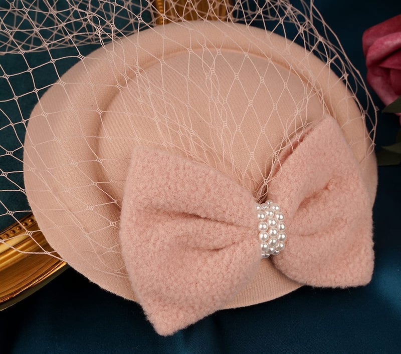 Cizoe Fascinator Hats for Women 20s 50s Vintage Pillbox Kentucky Derby Fascinators Flower Veil Wedding Party Hat Tea Hat (11C-Blush Pink) - Image 2