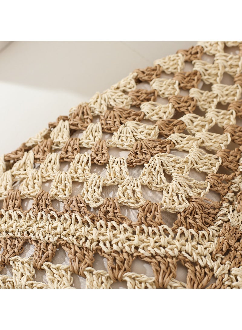 Nariele حقيبة مثلثية مجوفة من حبل الورق بتصميم عصري متباين في الحياكة - Image 3