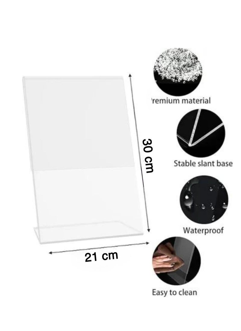 Garkoo - 21 x 30cm Acrylic Sign Holder, 12 Pieces - Clear Display Stand Sign Holders - Double Sided Acrylic Vertical Stands, Supplier Kiosk Display Items - Acrylic Frame for Restaurant, Office, Home, Shop - Image 1