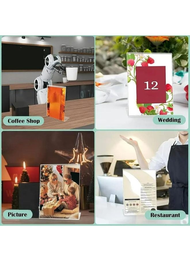 Garkoo - 21 x 30cm Acrylic Sign Holder, 12 Pieces - Clear Display Stand Sign Holders - Double Sided Acrylic Vertical Stands, Supplier Kiosk Display Items - Acrylic Frame for Restaurant, Office, Home, Shop - Image 1