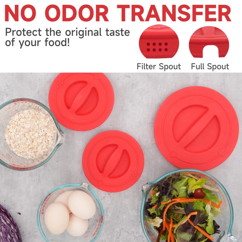 Purekra 3 Pack Silicone Replacement Lids, Respectively Fits Pyrex 1-Cup, 2-Cup & 4-Cup Tempered Glass Liquid Measuring Cups, Reusable & Food-grade Silicone, Dishwasher & Microwave Safe - Image 5