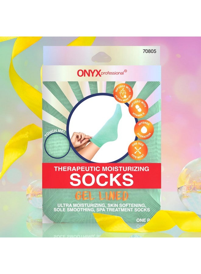 Onyx Professional Onyx Professional Gel Moisturizing Socks, One Size Dry Feet Treatment for Women or Men, Hydrating Spa Socks for Dry Feet and Cracked Heel Repair, One Reusable Pair  - Image 1