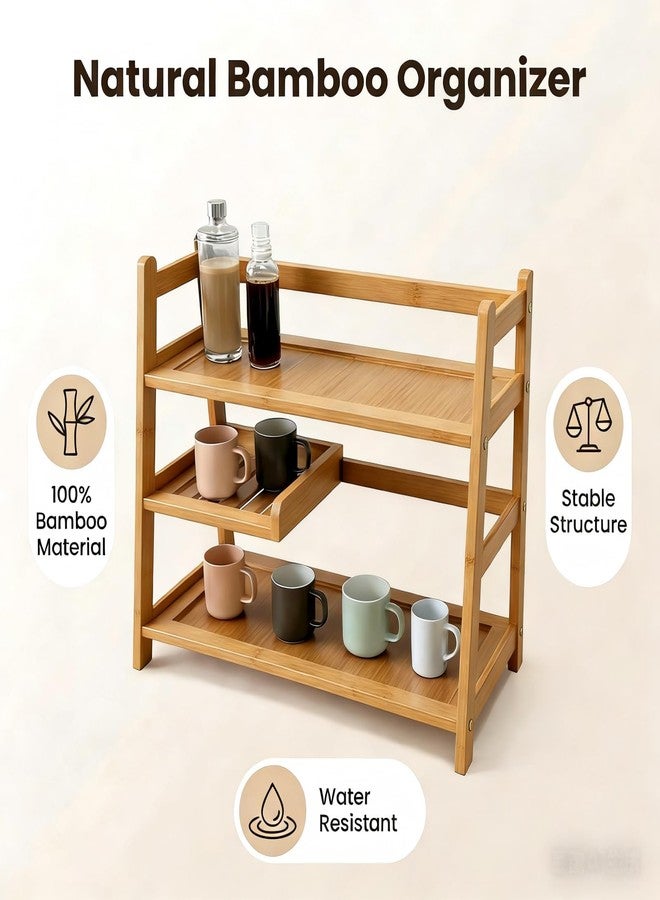 Lnncdsc Matcha Station Organizer - Large Capacity 3-Tier Shelf, Easy to Install for Matcha and Coffee Bar Accessories (wood) - Image 3