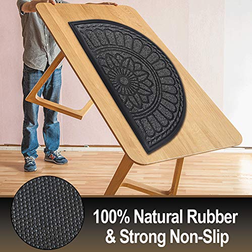 Mibao Half Round Door Mat, Non-Slip Welcome Entrance Way Durable Rubber Low-Profile Heavy Duty Doormat, Half Circle Mats for Garage, Patio, High Traffic Areas, 23.5" x 35.5", Gray - Image 3