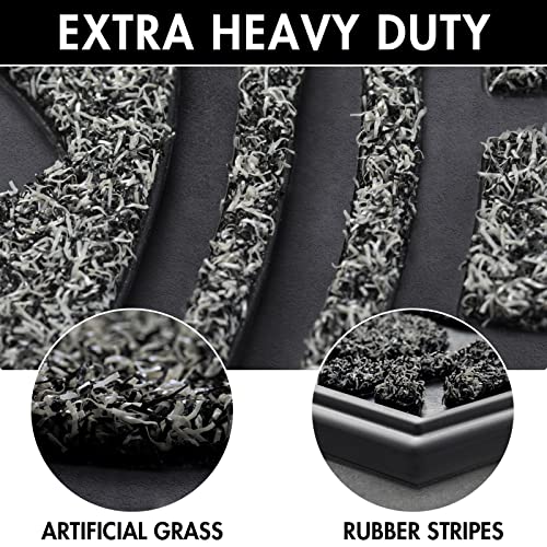 Mibao Half Round Door Mat, Non-Slip Welcome Entrance Way Durable Rubber Low-Profile Heavy Duty Doormat, Half Circle Mats for Garage, Patio, High Traffic Areas, 23.5" x 35.5", Gray - Image 4