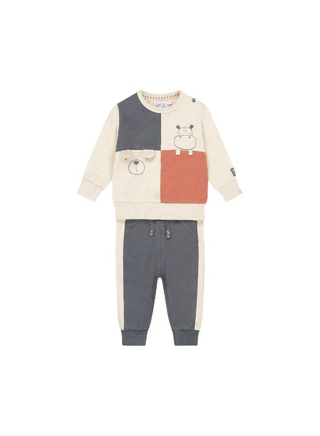 Dirkje boys' baby set sweater jogging trousers pebble navy - Image 1