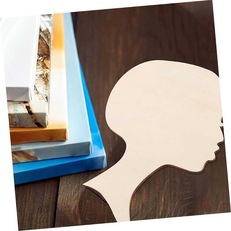 Healifty 10Pcs Unfinished Wood Cutouts African Woman Head Shapes Polished Blank Slices for Crafts DIY Painting Home Decor Wall Window Table Art Projects - Image 3