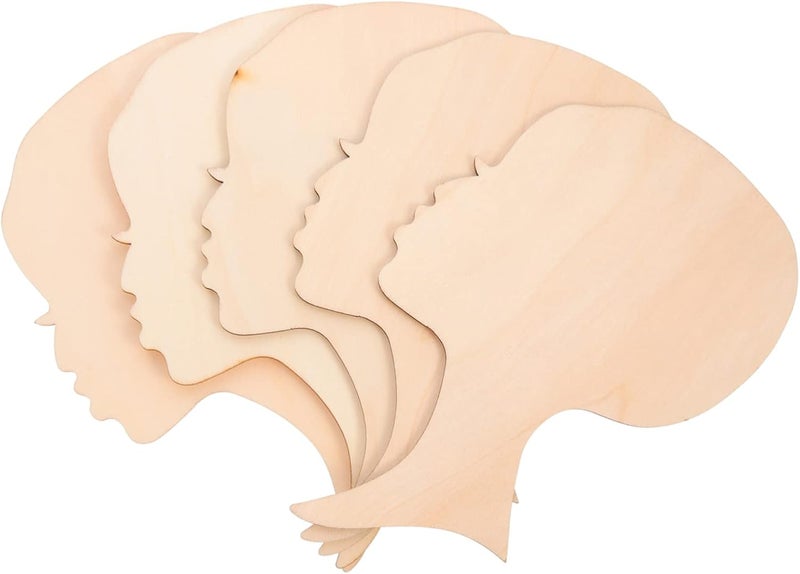 Healifty 10Pcs Unfinished Wood Cutouts African Woman Head Shapes Polished Blank Slices for Crafts DIY Painting Home Decor Wall Window Table Art Projects - Image 1