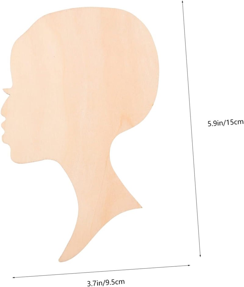 Healifty 10Pcs Unfinished Wood Cutouts African Woman Head Shapes Polished Blank Slices for Crafts DIY Painting Home Decor Wall Window Table Art Projects - Image 2
