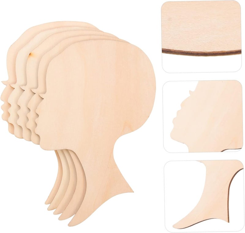 Healifty 10Pcs Unfinished Wood Cutouts African Woman Head Shapes Polished Blank Slices for Crafts DIY Painting Home Decor Wall Window Table Art Projects - Image 4